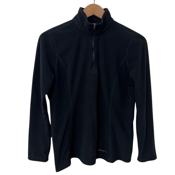 Eddie Bauer Women's Black Quater Zip Size Medium MicroFleece Pullover Layer - Picture 1 of 6